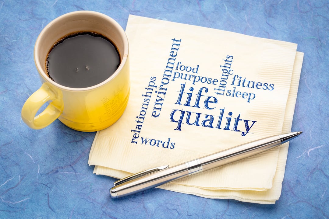 life quality concept - napkin word cloud