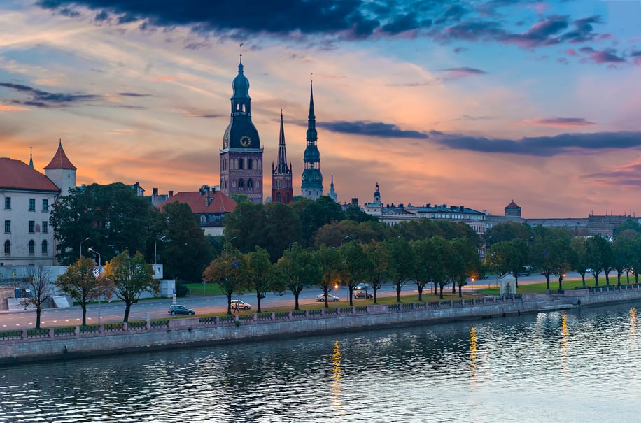 Medieval churches in old Riga, Latvia, Europe