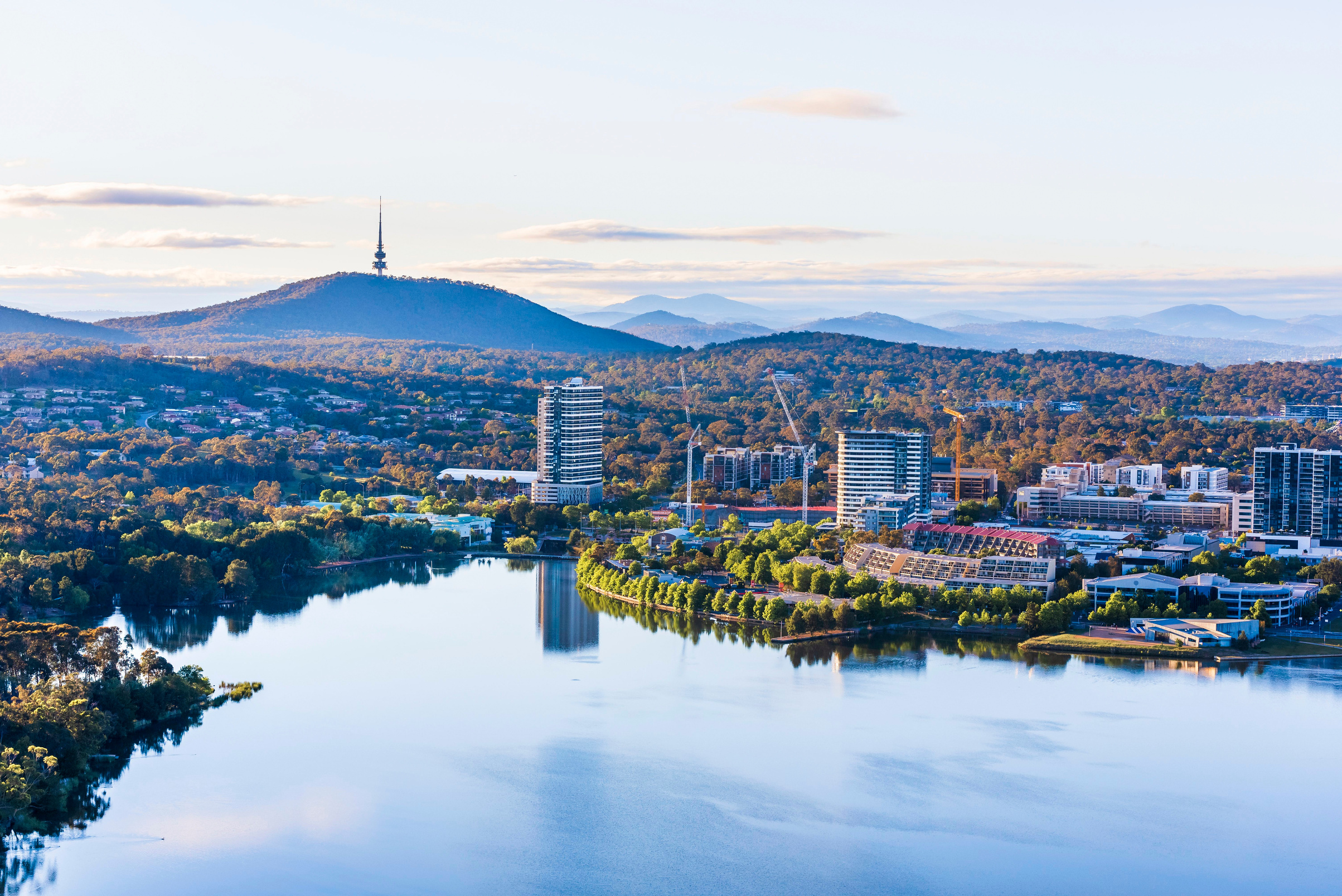 Aerial view of Canberra from Belconnen in the morning